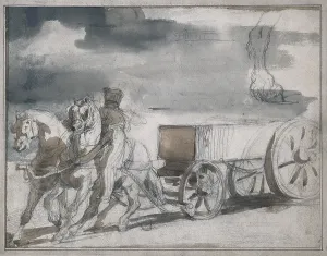Ammunition Prints: GRICAULT, Thodore (1791-1824). Munition Cart Drawn by Two Horses
