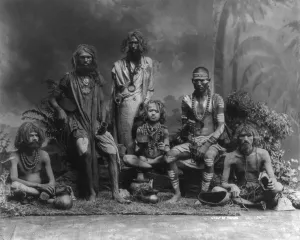 Backdrop Prints: Group of fakirs, India, photograph, circa 1890-1900