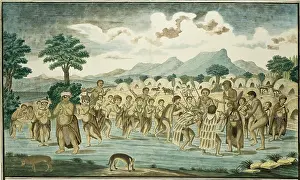 Folk Art Prints: Group of the Khoi with Dancers and Musicians