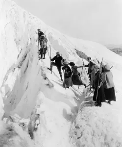 Images Dated 13th December 2007: Group of men and women climbing Paradise Glacier in Mt