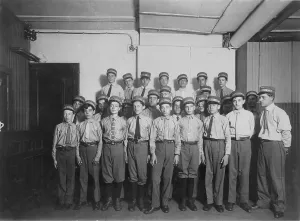 Group Photo Prints: Group of messenger boys, original caption: A typical group of messengers at Postal Telegraph Company's main office