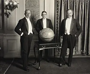 Globe Prints: Group portrait of three great polar explorers of the early 20th century: Roald Amundsen