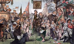 Images Dated 6th June 2012: Grover Cleveland riding the Democratic donkey past the 'Republican R