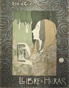 GUAL i QUERALT, Adri (1872-1943). Catalan painter, scenographer, playwright and theatre pedagogue. Cover of the "Llibre d'Hores" by Adri Gual. Modernism. SPAIN