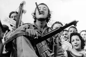 Cuban Prints: Guerrilla soldier enters Havana with Castro's victorious rebel forces on Jan