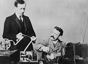 Technology Prints: Guglielmo Marconi examining the first wireless signals across Atlantic from Cornwall