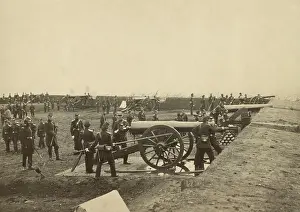 Ammunition Prints: Six gun crews of the 1st Connecticut Artillery drilling at Fort Richardson in 1862