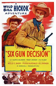 Andy Prints: SIX GUN DECISION, US poster art, from left: Andy Devine, Guy Madison, 1953