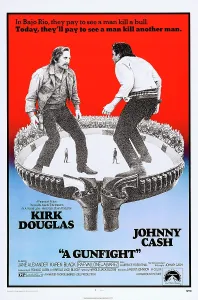 Ammo Belt Prints: A GUNFIGHT, from left: Kirk Douglas, Johnny Cash, 1971