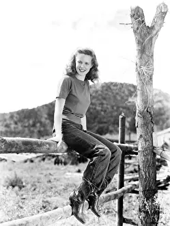 Cowboy Boots Prints: GUNFIGHTERS, Barbara Britton, on location in Arizona, autumn 1946