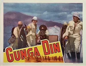 Mclaglen Prints: GUNGA DIN, lobbycard, Douglas Fairbanks Jr. (gun), Victor McLaglen (sword), 1939