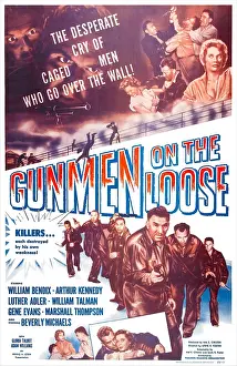 Bendix Prints: GUNMEN ON THE LOOSE, US poster, William Bendix (bottom center), 1955