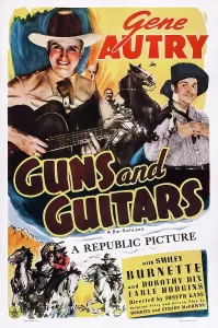 Burnette Prints: GUNS AND GUITARS, US poster art, top from left: Gene Autry, Smiley Burnette, 1936