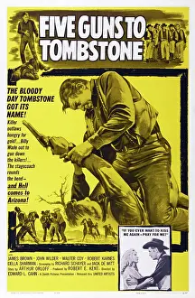 2014 Prints: FIVE GUNS TO TOMBSTONE, US poster art, James L. Brown (kneeling), 1960
