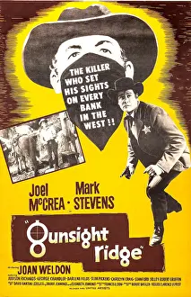 Badge Prints: GUNSIGHT RIDGE, from left: Mark Stevens, Joel McCrea 1957