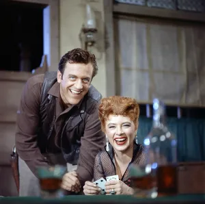 Cards Prints: GUNSMOKE, from left: James Arness, Amanda Blake, 1955-1975