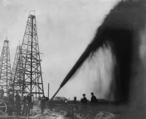 Extraction Prints: Gusher in a Port Arthur, Texas oil well in 1901