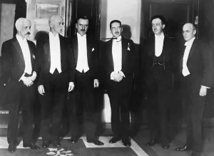 Mann Prints: Gustav V, King of Sweden, (1858-1950) with 1929 Nobel Prize winners