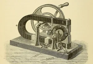 Generators Prints: A hand cranked device onsisting of coiled metal wire and a magnet