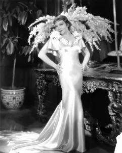 IT HAPENED ONE NIGHT, Claudette Colbert in wedding gown designed by Kalloch, 1934