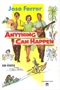 Donkey Prints: ANYTHING CAN HAPPEN, US poster, from left: Kurt Kasznar, Kim Hunter, Jose Ferrer, 1952