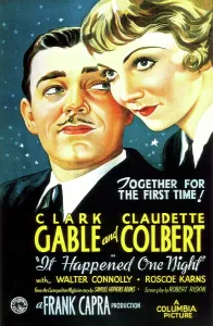 Claudette Prints: IT HAPPENED ONE NIGHT, Clark Gable, Claudette Colbert on a Style B one-sheet poster, 1934
