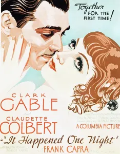 Claudette Prints: IT HAPPENED ONE NIGHT, Clark Gable, Claudette Colbert on window card, 1934