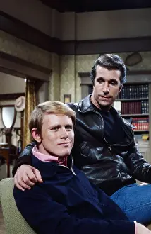 Leather Jacket Prints: HAPPY DAYS, from left, Ron Howard, Henry Winkler, 1974-84
