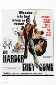 Crime Prints: THE HARDER THEY COME, US poster art, center: Jimmy Cliff, 1972