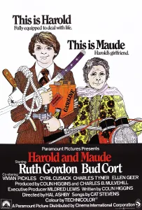 Gasoline Prints: HAROLD AND MAUDE, l-r: Bud Cort, Ruth Gordon on British poster art, 1971