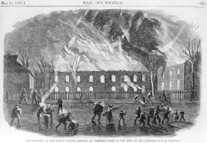 West Virginia Prints: Harper's Ferry. The burning of the United States arsenal at Harper's Ferry