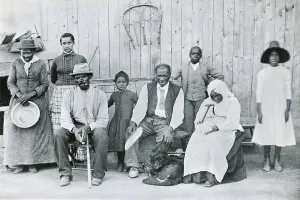 Friends Prints: Harriet Tubman (far left), African American abolitionist with former slaves, in 1887