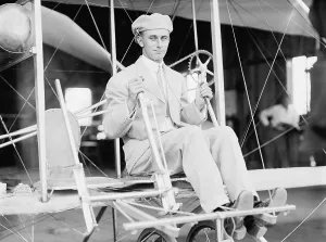 Aeronautics Prints: Harry Atwood a pupil of the Wright brothers in an early airplane in 1911