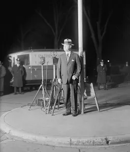 Corruption Prints: Harry F. Sinclair (1876-1956) smiles for the press as he emerges from the District of Columbia Prison on Nov