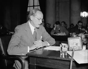 Democratic Prints: Harry Hopkins, nominee for Commerce Sec. testifying to Congress. 1939. (BSLOC_2013_6_150)
