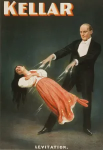 Images Dated 19th August 2008: Harry Kellar (1849-1922), American magician performing a levitation illusion. 1894