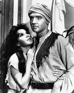 Sheik Prints: HARUM SCARUM, from left, Mary Ann Mobley, Elvis Presley, 1965