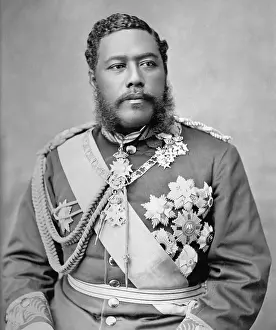 Epaulets Prints: Hawaiian King David Kalakaua reigned from 1874-1891