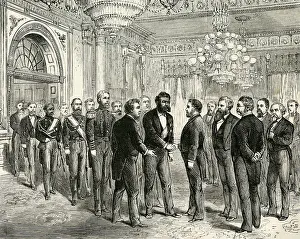 Epaulets Prints: Hawaiian King Kalakaua greeted by President Grant in the Blue Room of the White House