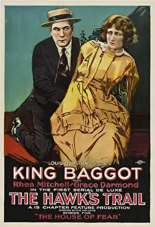 1919 Movies Prints: THE HAWK'S TRAIL, left: King Baggot in Episode 5: The House of Fear, 1919