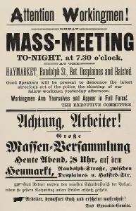 Advertisement Prints: Haymarket Riot. A flier calling for a protest against the Chicago police