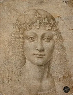 Wreath Prints: Head of Bacchus (Head of a Young Man with a Grapevine Wreath)