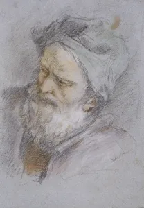 Pastel Prints: Head of an old Man with Greenish Turban