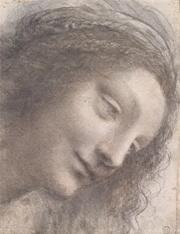 Leonardo Prints: HEAD OF THE VIRGIN, by Leonardo da Vinci