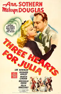 Melvyn Prints: THREE HEARTS FOR JULIA, US poster, Ann Sothern, Melvyn Douglas, 1943
