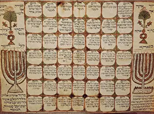 Hand Written Prints: Hebraic calendar (19th c.). ISRAEL