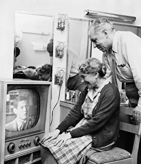Jamie Prints: Helen Hayes and Charles MacArthur watch their adopted son Jamie MacArthur's television debut