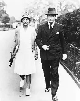 Frederick Prints: Helen Wills Moody arrives at Wimbledon Courts with her husband
