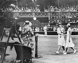 Walking Prints: Helen Wills Moody (left) of US and Dorothy Round of England after Wightman Cup match