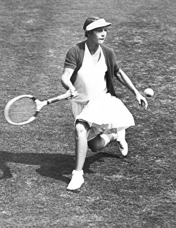 Swing Prints: Helen Wills Moody warming up before her first round match with Esther Bartosh at Forest Hills